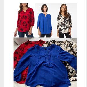 Bundle of 3 Jones New York Women's Blouses | Size L | Red Blue & Floral ♥️💙🤎